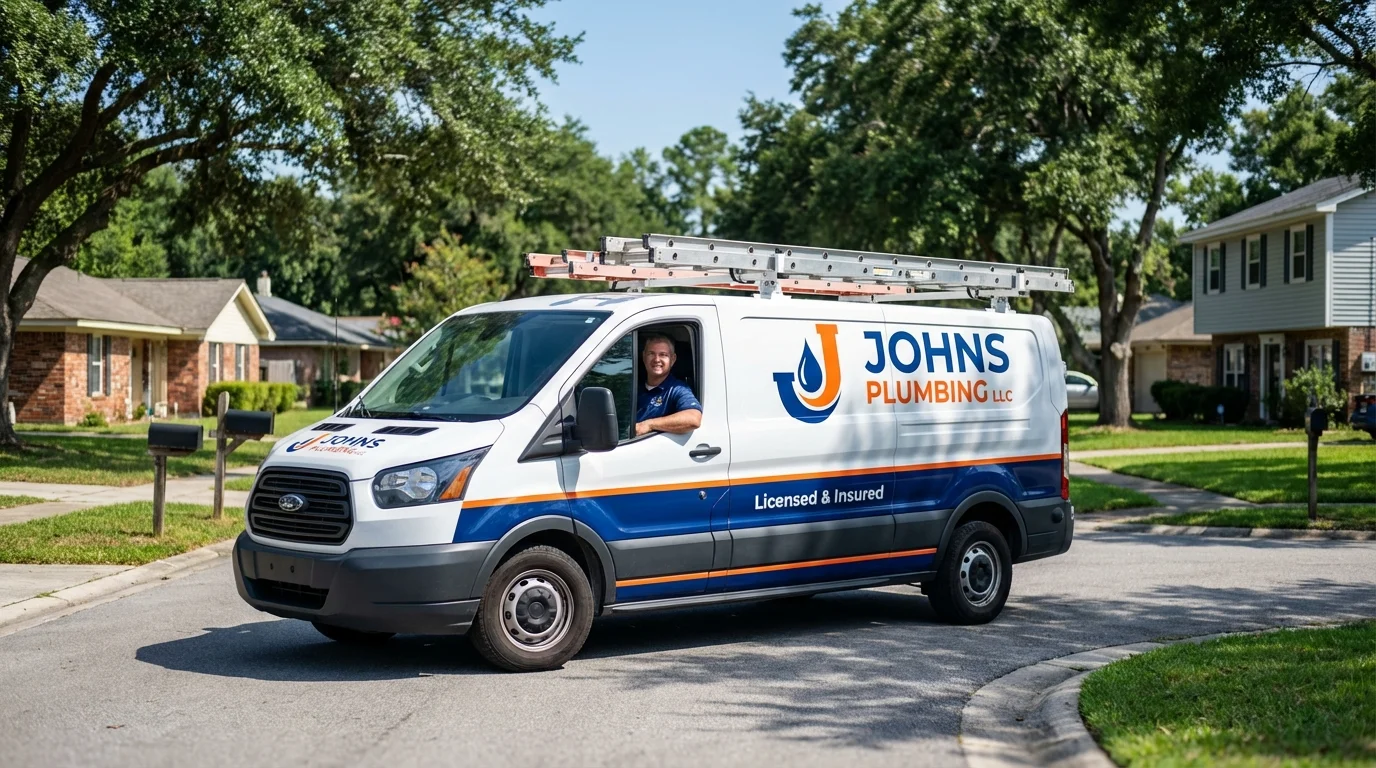 Johns Plumbing LLC service van in Prairie Village, KS