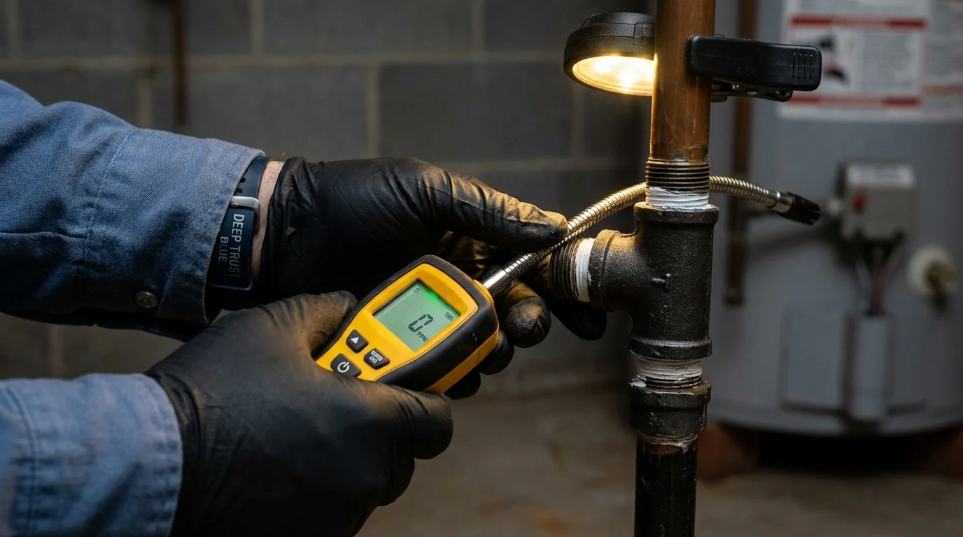 Gas leak detection with electronic sniffer by Johns Plumbing LLC in Prairie Village
